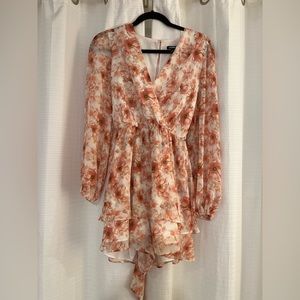 Floral Tie Waist Ruffle Romper